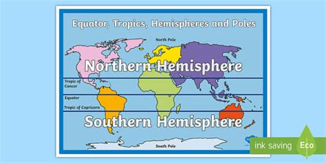 Equator And Hemisphere Map Twinkl Display Poster Twinkl
