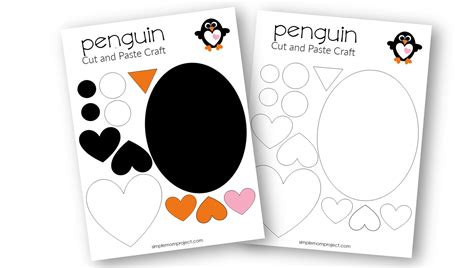 Free Printable Simple Heart Penguin Art Project In 2022 Penguin
