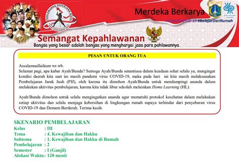 Rpp tatap muka di satuan pendidikan pada umumnya menggambarkan aktivitas belajar para siswa di dalam kelas. RPP PJJ Kelas 3 Tema 4 Kewajiban dan Hakku