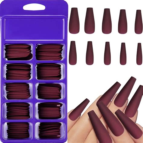 Coffin Nail Tis Full Cover Press On Matte Fake Nail Extra Long