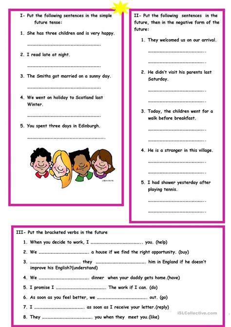 Simple Future Tense English ESL Worksheets For Distance Learning And Physical Classrooms