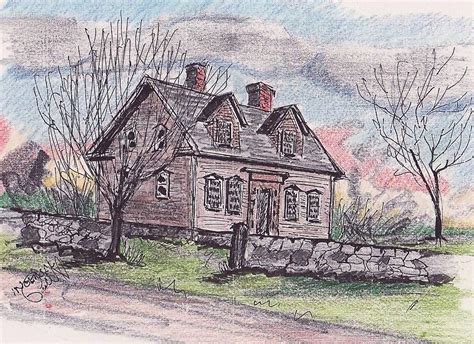 Centre Street Colonial Drawing By Paul Meinerth Fine Art America