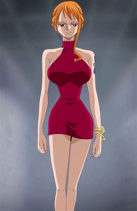 Nami With Her Red Backless Dress During The Whole Cake Arc One Piece
