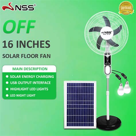Nss 16 Solar Fan With Panel Solar Electric Fan With Led Light Bulb Rechargeabl Fan Acdc Dual