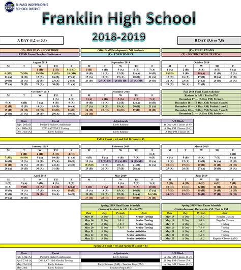 Franklin Regional Calendar
