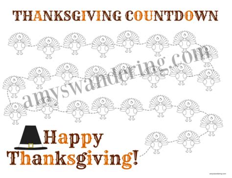 Thanksgiving Countdown Printable Amys Wandering