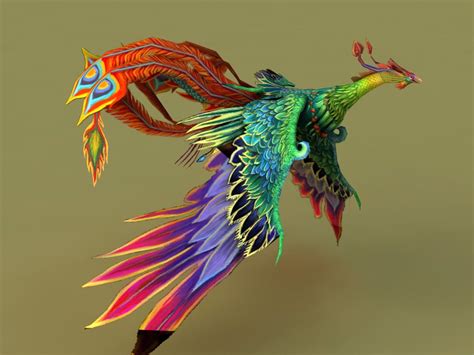 Rainbow Phoenix Animated And Rig 3d Model 3ds Max Files Free Download