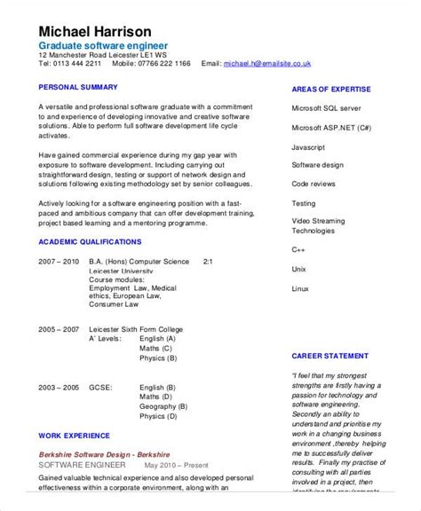 When writing your software engineer cv, focus on your experience working with software and your technical skills in programming and design. 33 INFO GRADUATE CV EXAMPLE PDF PRINTABLE PDF DOCX ...