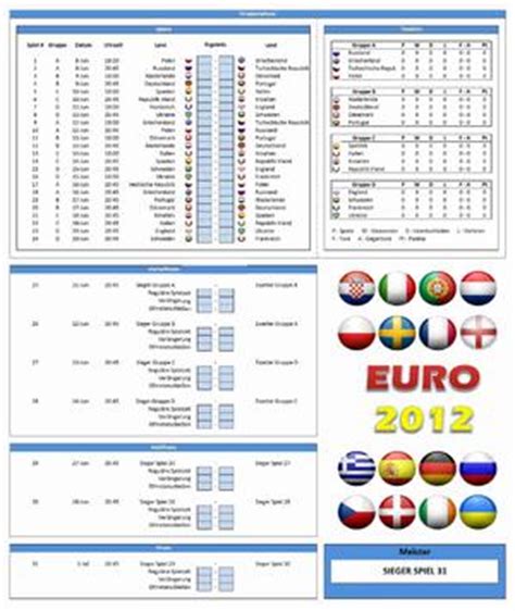 Der kostenlose bundesliga spielplan für excel ligaverwaltung xxl. EM 2012 Spielplan und Spielberichtsbogen | Excel-Tabelle