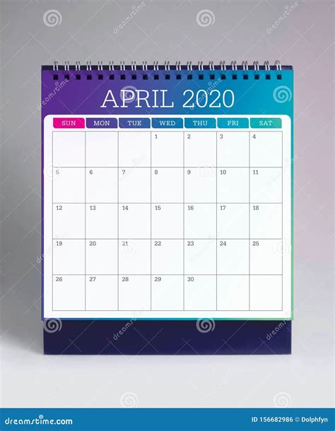 Simple Desk Calendar 2020 April Stock Photo Image Of Month Monthly