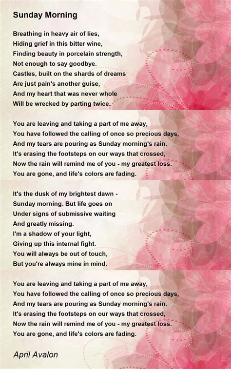 Sunday Morning Poem By April Avalon Poem Hunter