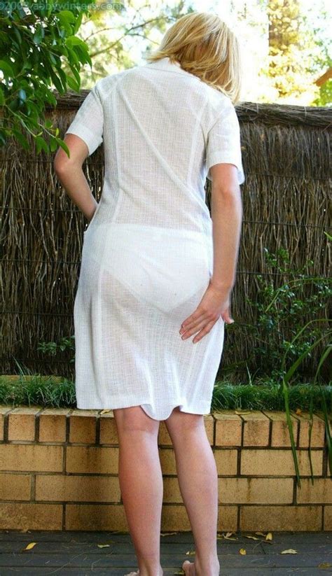 Elegant Sheer White Dress With A Subtle Visible Panty Line