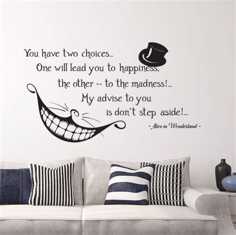 Alice In Wonderland Cheshire Cat Wall Decal Vinyl Sticker Quotes Home Decor