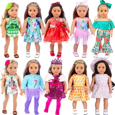 zita element 24 pcs american 18 inch girl doll clothes dress and accessories including 10