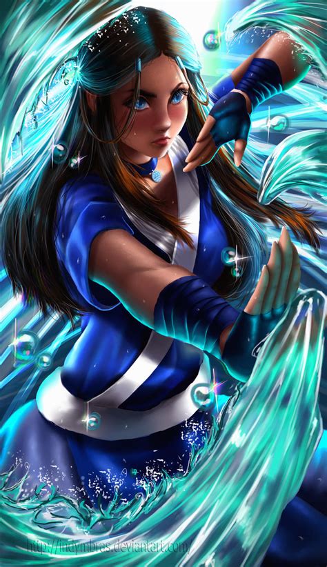 Katara had big snow boots to fill being the last remaining water bender in the southern tribe. Katara by IndyMBras on DeviantArt