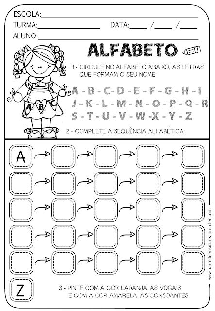 ATIVIDADE PRONTA ALFABETO Atividades com o alfabeto Atividades com alfabeto pré escolar