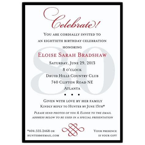 Classic 80th Birthday Celebrate Party Invitations | 80th birthday