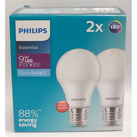 หลอดไฟ Philips Essential Led Bulb 9w E27 6500kแพ็คคู่ Shopee Thailand