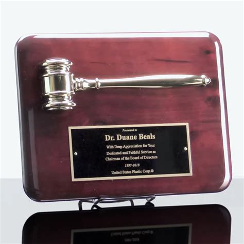 Rosewood Gold Gavel Plaque Award Crystal Images Inc