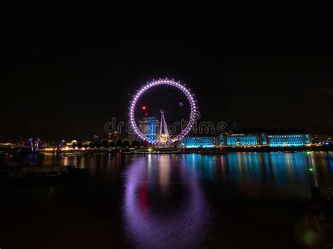 Panorama Reflection Of Tourist Ferris Wheel Millennium London Eye In