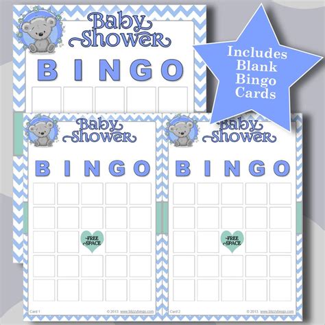 Baby Shower Boy Teddy 5x5 Bingo 30 Cards Printable Pdfs Etsy