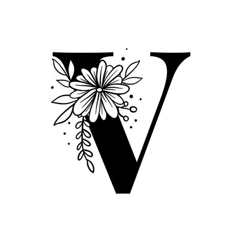 Letter V Script Psd Floral Free Psd Rawpixel