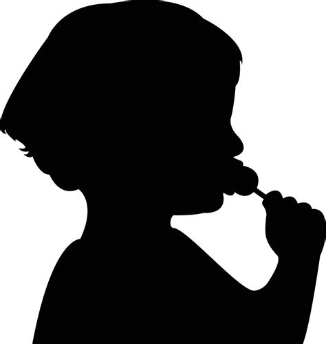 A Child Eating Candy Silhouette Vector Stock Image Vectorgrove