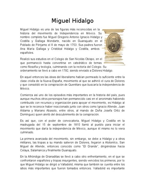 Enmarcada en la segunda intervención francesa, la batalla de puebla del 5 de mayo enfrentó al ejército invasor con el comandado por el general ignacio zaragoza. Relato Historico de Miguel Hidalgo | 2nd Millennium ...