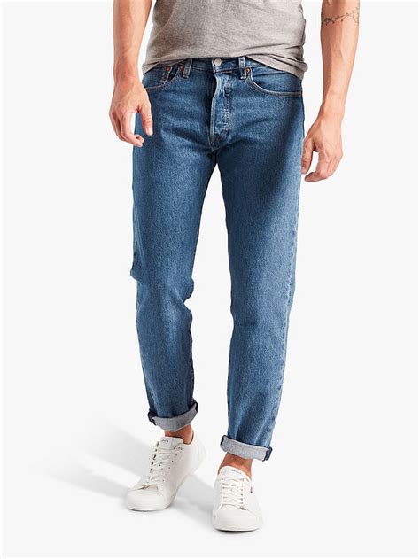 Levis 501 Slim Tapered Jeans Stonewashed Medium At John Lewis And Partners