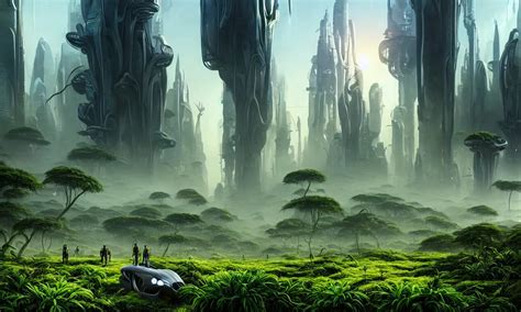 Beautiful Matte Painting Of Alien Jungle Landscape Stable Diffusion