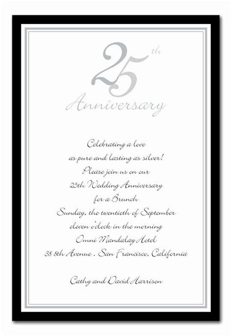 25th Wedding Anniversary Invitations Templates Beautiful 25th