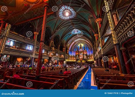 Notre Dambasilica Montreal Quebec Canada Redaktionell Arkivfoto Bild