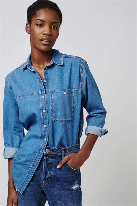 Image 3 of linen shirt with mao collar from zara. 10 Cool Denim Shirts For Spring Summer 2016 | The Jeans Blog