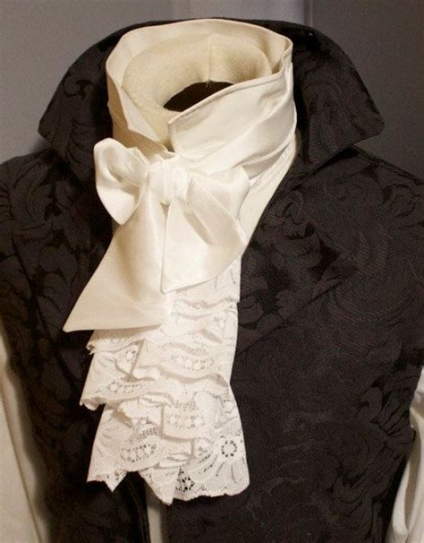 Fancy Historic Victorian White Jabot Lace Self Tie Regency Ascot