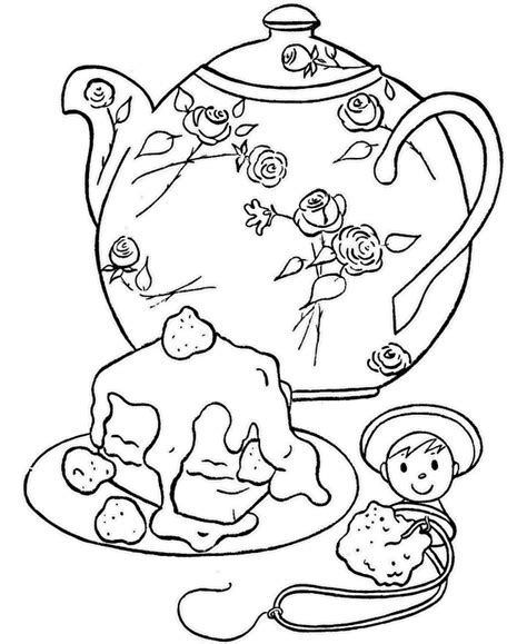 Etsy is the home to thousands of handmade vintage and one of a kind products and gifts related to your search. teapot and cake coloring page for relaxation