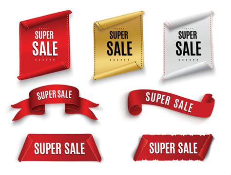 Super Sale Banner With Ribbon Vectors Free Download