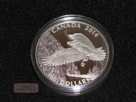 2014 1 Oz Silver Canadian 100 Coin Majestic Bald Eagle From Rcm