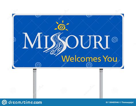 Welcome To Missouri Road Sign Stock Vector Illustration Of Jefferson