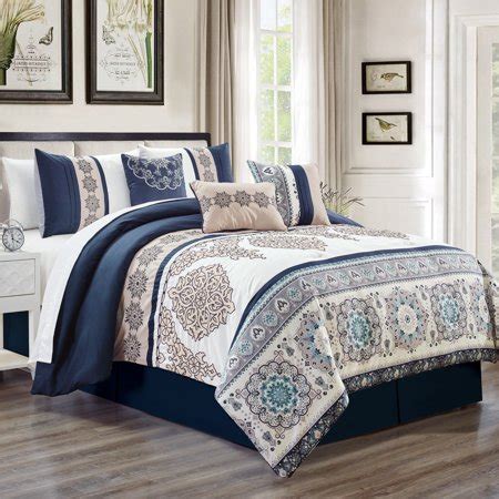 Do you think king comforter set clearance appears to be like nice? Unique Home Kosta 7 Piece Comforter Set Beige Floral ...