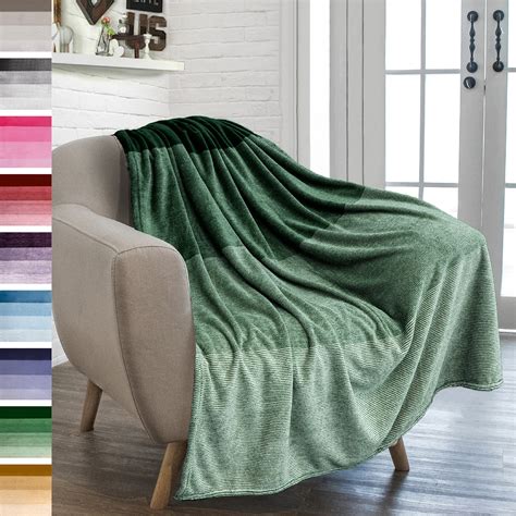 Pavilia Flannel Fleece Ombre Throw Blanket For Couch Soft Cozy