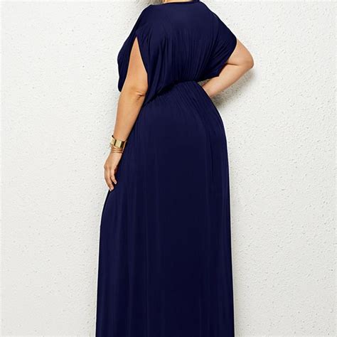 Plus Size Long Maxi Dresses With Deep V Neck And Sleeves