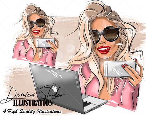 Social Media Girl Clipart Set Influencer Clipart Fashion Girl - Etsy