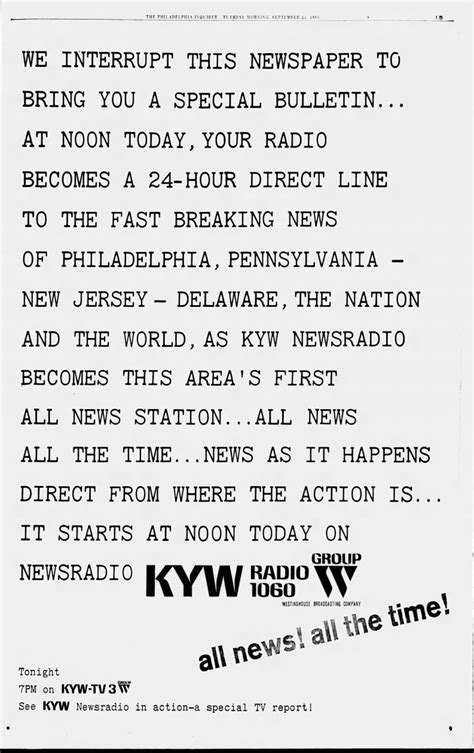 Ad About The Launch Of Kyw Newsradio 1060