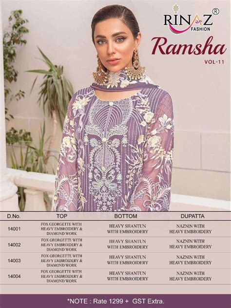Rinaz Ramsha Vol 11 Fox Georgette With Heavy Work Pakistani Suits Catalog