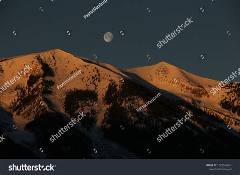 Full Moon Over Snow Capped Mountains Stock Photo 1279566661 Shutterstock
