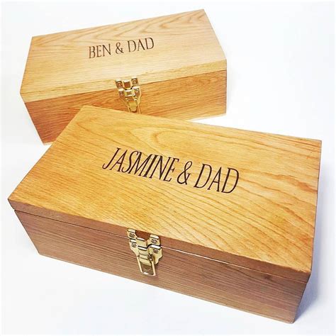 Two Extra Large Solid Oak Engraved Boxes Complete These Oak Keepsake