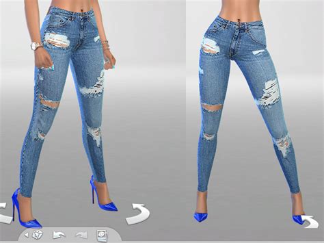 Sims 4 Ccs The Best Ripped Denim Jeans By