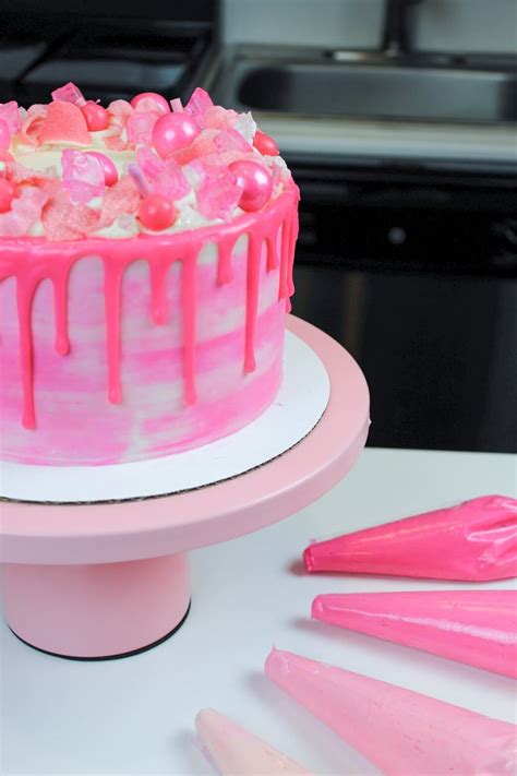 Pink Drip Cake Easy Recipe And Tutorial Chelsweets Recipe Drip
