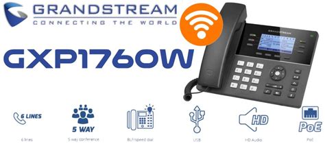 Grandstream Gxp1760w Ip Phone Wifi Support 3 Sip Account 6 Lines