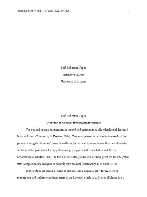 Reflection paper essay self assessment and reflection paper essays. healing environment self-reflection paper | Health Care ...